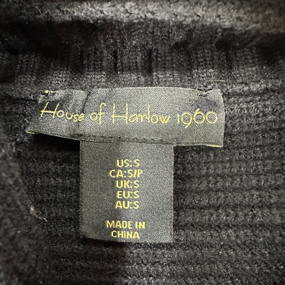 House of Harlow Black Cropped Ribbed Turtleneck Sweater Long Sleeve Womens Small - Picture 4 of 7